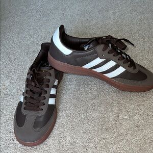 Brown and White Samba Sneakers 6.5